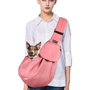 SlowTon Dog Carrier Sling - حزام كتف مبطن سميك قابل للتعديل حاملات الكلاب للكلاب الصغيرة، محفظة حاملة للجراء للقطط الأليفة مع جيب أمامي بسحاب وحزام أمان قابل للغسل في الغسالة (رمادي M) in Kuwait