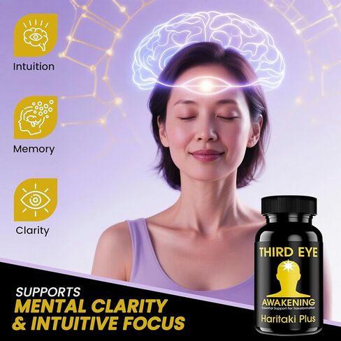Third Eye Awakening - Organic Haritaki Capsules- Kailash Herbals-100 Capsules- 650 mg Each-Terminalia chebula- Vegan in Saudi Arabia