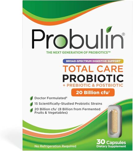 Probulin Total Care = Prebiotics + Probiotics + Postbiotics for Total Gut Health & Immune Support - Shipped Cold & Protected - 20 Billion CFU - 15 Probiotic Strains, 30 Vegan Capsules (Pack of 3) in Saudi Arabia