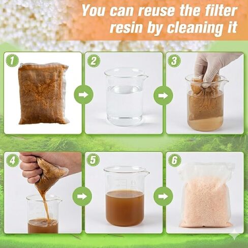 وسائط فلتر حوض السمك PuriResin، راتنج ترشيح عضوي، إزالة الماء الأصفر لخزان الأسماك، مياه طازجة ومالحة 500 مل مع حقيبة شبكية مجانية (550 مل) in Kuwait