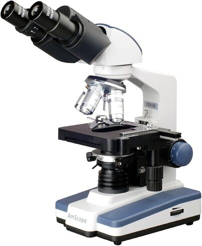 AmScope B120A Siedentopf Binocular Compound Microscope, 40X-1600X Magnification, Brightfield, LED Illumination, Abbe Condenser, Double-Layer Mechanical Stage in Saudi Arabia