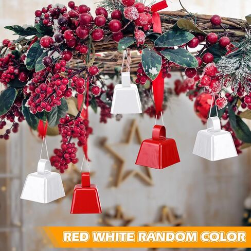 50 Pcs Cowbells Noise Maker with Handle Sporting Event Bells Metal Decorative Cow Bells Hand Percussion Cowbells 3 Inch Small Cow Bell Bulk for Wedding, Football Games, Party (White) in Saudi Arabia