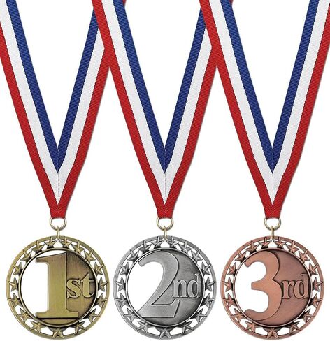 Hodges Award Medals - 1st 2nd 3rd Award Medals - Gold Silver Bronze Medals with Neck Ribbons in Saudi Arabia
