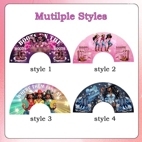 Boots on The Ground Fan - 26" Large Fans for Line Dancing, Western Clack Fans, Cowgirl Cowboy Hand Folding Fans for Women Foldable, Popping Fans for Dance Party Festival Wedding Decorations in Saudi Arabia