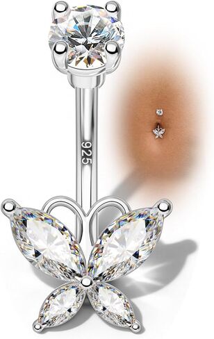 14K Gold Plated Belly Button Rings 925 Sterling Silver Belly Navel Rings for Women Surgical Steel Navel Piercing Jewelry in Saudi Arabia