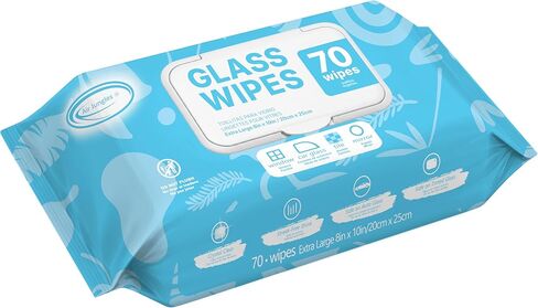 Air Jungles Glass and Window Cleaner Wipes 70 Count (Pack of 3), Extra Large 8" x 10" Size Multi-Surface Glass Cleaning Wipes for Car Windshield, Headlight, Mirror, Tile, and Household Appliance in Saudi Arabia
