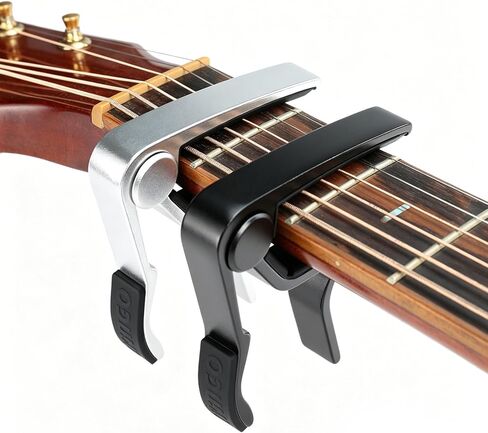 WINGO 6 String Single-handed Guitar Capo For Acoustic Electric Guitar - 2 Pack of Black and Silver in Saudi Arabia