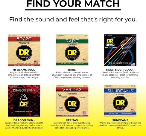 DR Strings Acoustic Guitar Strings, Black Beauties - Black Coated, 10-48 in Saudi Arabia