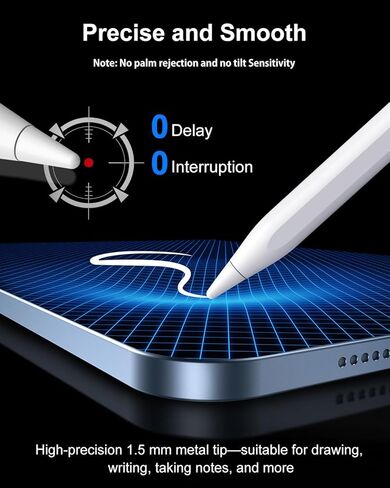 قلم ستايلس لجهاز iPad، 15 دقيقة شحن سريع لقلم Apple iPad الجيل العاشر، قلم لجهاز iPad مع حساسية إمالة، متوافق مع iPad Air 3/4/5، iPad Mini 5/6، iPad 6/7/8/9/10، iPad برو12.9&11" in Kuwait