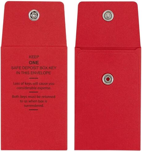 BankSupplies Stock Key Envelopes | Compact Red Safe Deposit Envelope | Pack of 250 | 2-1/4W x 3-1/2H | Re-Closable Snap Lock Fastener | Durable Construction in Saudi Arabia