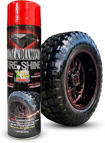 رذاذ Black Diamond Tyre Shine - لمعان متطرف ، طويل الأمد ، لا حبال ، نظرة مبللة - 14 أوقية (حزمة 1) in Kuwait