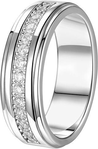 Mens Moissanite Wedding Band 925 Sterling Silver White Gold مطلي مع 14 Round Cut Lab الذي تم إنشاؤه الحجارة D Color VVS1 Clarity Promise Ring بالنسبة له الحجم 7-14 in Saudi Arabia