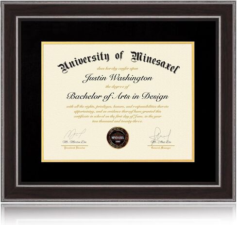 16x20 Diploma Frames 12x15 with Black Mat, Fits Degree Certificate Document, 20 x 16 Walnut Color Frame with Tempered Glass Panel for Wall Mounting in Saudi Arabia