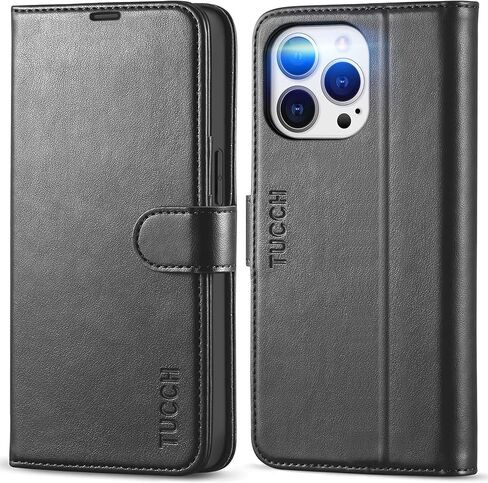 TUCCH Case for iPhone 13 Pro Wallet Case, Protective [TPU Shockproof Inner Shell], PU Leather [RFID Blocking] Card Holder Magnetic Stand Folio Cover Compatible with iPhone 13 Pro 6.1-inch 2021, Black in Saudi Arabia