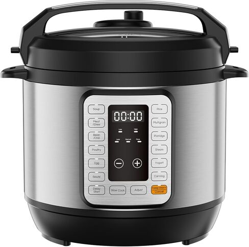 NEWBULIG 16 في 1 طنجرة ضغط كهربائية، طباخ متعدد 6QT مع 12 إعدادًا مسبقًا، طبخ الأرز البطيء بالبخار، حساء اللحوم، صانع الزبادي، وعاء داخلي من السيراميك وكتاب الوصفات متضمن، فضي in Kuwait