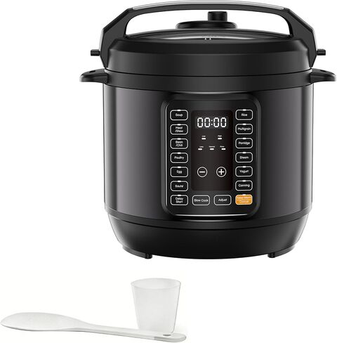 Simple Deluxe 6QT Electric Pressure Cooker, 16-in-1 & Non-Stick Stainless Steel Multi Cooker with 12 Presets for Slow Cook, Meat Stew, Steam, Sauté, Canning, Yogurt Maker, Dishwasher Safe, Black in Kuwait