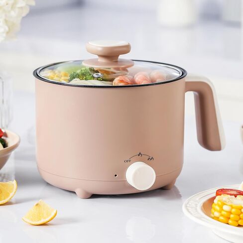 Hot Pot Electric 1.5L, Portable Ramen Non-Stick Cooker for Noodles, Soup, Oatmeal, Ramen Pot with Boil Dry Protection for Dorm, Office, Travel in Kuwait
