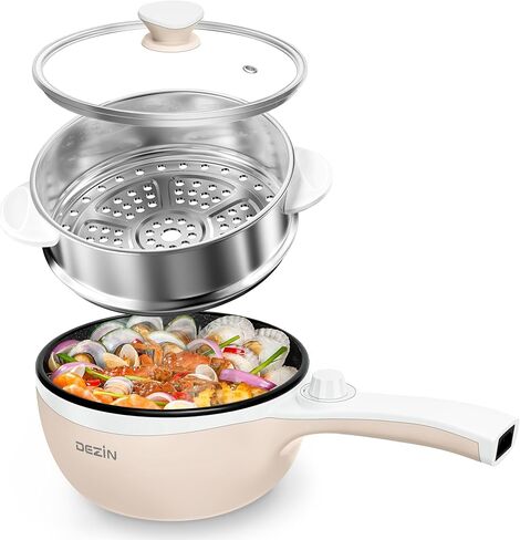 Dezin Hot Pot Electric Upgraded, Non-Stick Sauté Pan, Rapid Noodles Electric Pot, 1.5L Mini Portable Hot Pot for Steak, Egg, Fried Rice, Ramen, Oatmeal, Soup with Power Adjustment in Kuwait