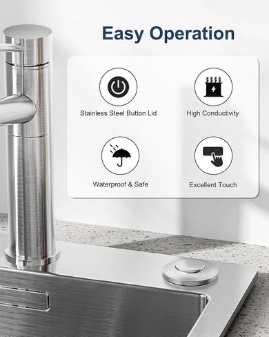 WUKUR Garbage Disposal Air Switch Kit for InSinkErator Garbage Disposal Sink Top Garbage Disposal Button Stainless Steel Brushed Nickel On/Off Air Button, Design for All Garbage Disposals in Kuwait
