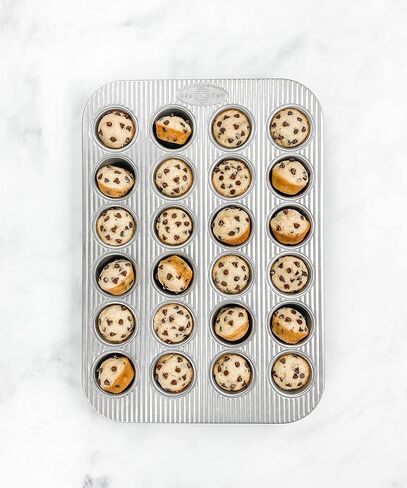 USA Pan Bakeware Mini Cupcake and Muffin Pan, Nonstick Quick Release Coating, 24-Well, Aluminized Steel in Saudi Arabia