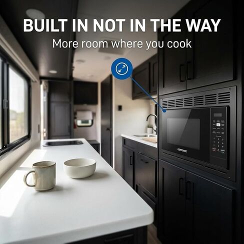 CONTOURE Built-In RV Microwave Oven, 1.0 Cu. Ft., 900W, Express Cook, Auto Menus, Black Onyx Finish, Compact Microwave for RV & Small Kitchens (Trim Kit Sold Separately) RV-985BK in Kuwait