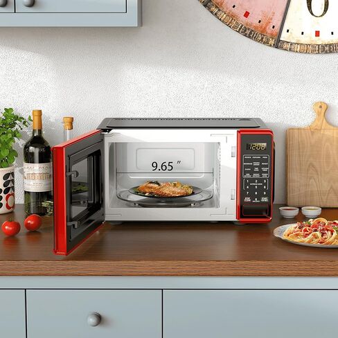 Mainstays 0.7 Cu Ft Countertop Microwave Oven, 700 Watts Compact Microwave with LED Display, 10 Power Levels & 6 Quick-Set Menus Child Safety Lock & Timer Small Microwave for Dorm, Office, Kitchen in Kuwait