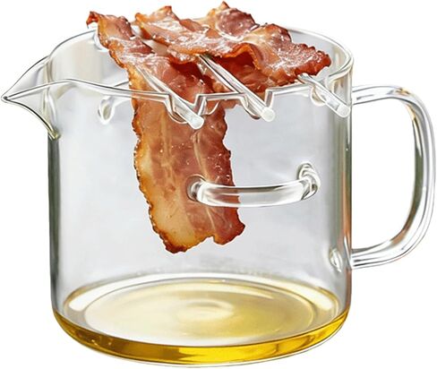 Glass Microwave Bacon Cooker | 2.1L/74oz Glass Bacon Cooker For Microwave Oven | Heatresistant Non-stick Oil Multi Glasses Bacons Grill With Grease Rack | Cooking Tray Pot For Kitchen Picnic Barbecue in Saudi Arabia