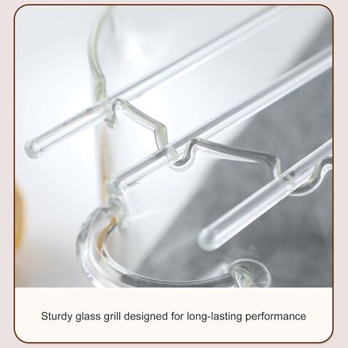 Glass Microwave Bacon Cooker | 2.1L/74oz Glass Bacon Cooker For Microwave Oven | Heatresistant Non-stick Oil Multi Glasses Bacons Grill With Grease Rack | Cooking Tray Pot For Kitchen Picnic Barbecue in Kuwait