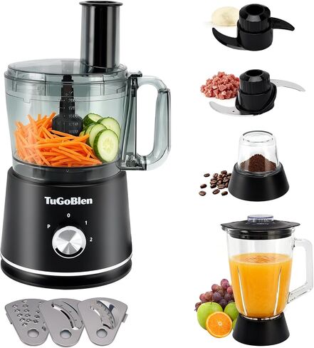 7-in-1 Multifunctional Food Processor with 68oz Processing Bowl,51oz Glass Blender,6.7oz Glass Grinder, Kneading/Chopping/Shredding/Slicing/French Fry Blades for Vegetables,Fruits,Coffee Bean in Kuwait