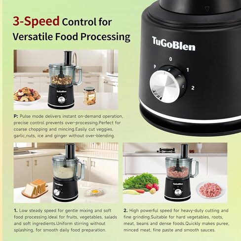7-in-1 Multifunctional Food Processor with 68oz Processing Bowl,51oz Glass Blender,6.7oz Glass Grinder, Kneading/Chopping/Shredding/Slicing/French Fry Blades for Vegetables,Fruits,Coffee Bean in Kuwait