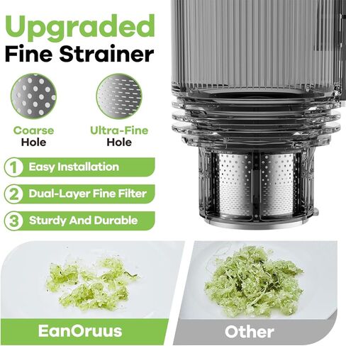 EanOruus Cold Press Juicer, 5.8" Wide Feed Chute Juice Extractor Machine with 400W, High Juice Yield, Slow Masticating Juicer for Whole Vegetables & Fruits, Silver in Kuwait