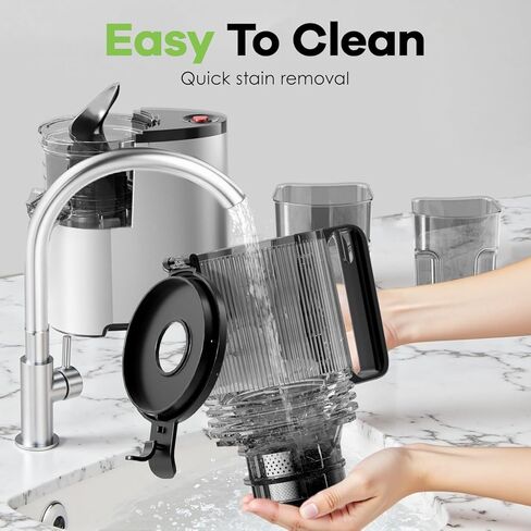 EanOruus Cold Press Juicer, 5.8" Wide Feed Chute Juice Extractor Machine with 400W, High Juice Yield, Slow Masticating Juicer for Whole Vegetables & Fruits, Silver in Kuwait