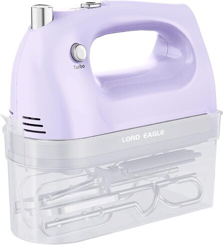 Lord Eagle Hand Mixer Electric Handheld 400W, 5-Speed Lightweight Kitchen Mixer with Storage Case, 5 Stainless Steel Attachments for Baking Cake Egg Cream Food Beater, Turbo+Eject Button in Kuwait