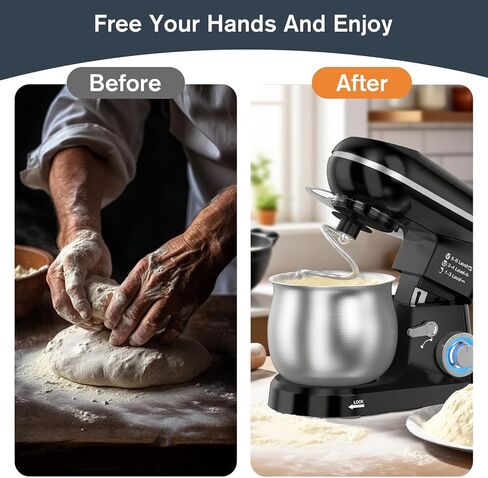 Electric Stand Mixer with 5.3 Quart, Cake Mixer with Stainless Steel Bowl and Stand, Kitchen Mixer Tilt-Head Design Includes Dough Hook, Whisk & Beater - Great for Baking Bread, Cakes, Cookies in Kuwait