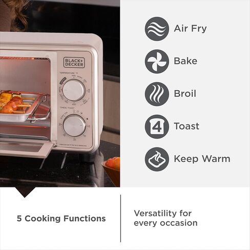 BLACK+DECKER Crisp N Bake 4-Slice Air Fry Toaster Oven, Knob Control in Kuwait