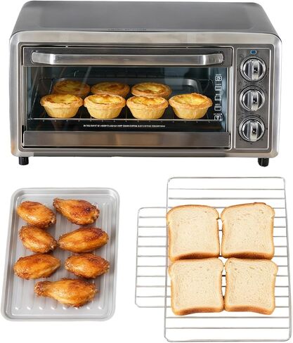 OLIXIS Toaster Ovens Countertop 19Quart, Bake, Toast, Broiler, Pizza and Warm, 1300W, 30 Min Timer, Fry Basket, Backing Pan and Rack Included, Up to 400°F in Kuwait