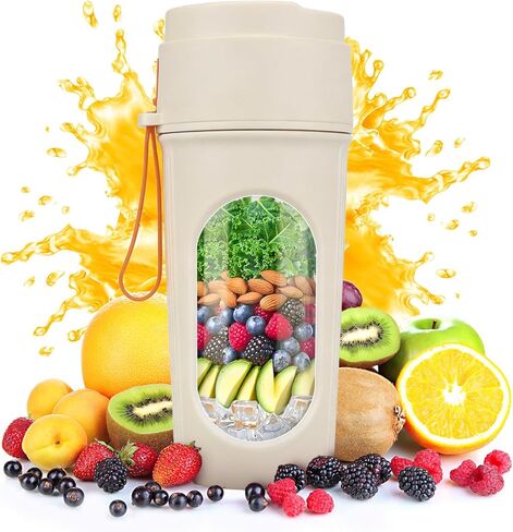 خلاط محمول للعصائر، خلاط صغير خالٍ من مادة BPA لخلط مسحوق البروتين، زجاجة محمولة آمنة للغسل في غسالة الأطباق بوزن 15 أونصة مع 12 شفرة، زجاجة رياضية قابلة لإعادة الشحن مدمجة وسهلة التنظيف in Kuwait
