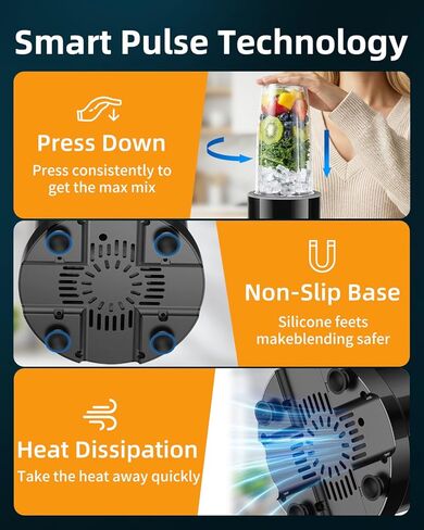 Blender for Smoothie, Personal Blender with 2 * 20oz To-go Cups for Kitchen | 1200W Single Serve Shakes, Personal Blender for Shake and Smoothies for Kitchen, Single Serve Smoothies Maker Mixer for Juice in Saudi Arabia