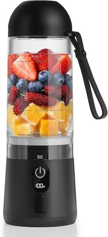 Portable Blender, 8 Blades Personal Size Smoothie Blender for Shakes, USB C Rechargeable Juicer Cup with LED Display, Travel Friendly Mini Mixer for Home, Office, Gym, 17oz, Black in Kuwait