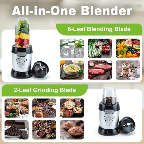 REVOTRA Blender for Smoothies, Personal Blender for Shake and Smoothies for Kitchen with 3 Portable Cups (2x24oz & 1X10oz), 4-Leaf Stainless Steel Blades, Perfect for Frozen Drinks, Ice Crushing in Kuwait