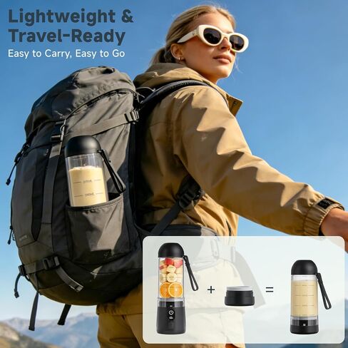 Portable Blender, 8 Blades Personal Size Smoothie Blender for Shakes, USB C Rechargeable Juicer Cup with LED Display, Travel Friendly Mini Mixer for Home, Office, Gym, 17oz, Black in Kuwait