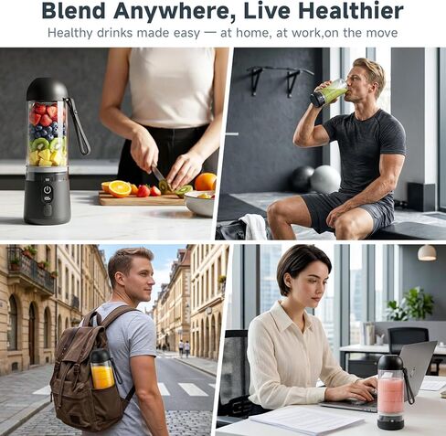 Portable Blender, 8 Blades Personal Size Smoothie Blender for Shakes, USB C Rechargeable Juicer Cup with LED Display, Travel Friendly Mini Mixer for Home, Office, Gym, 17oz, Black in Kuwait
