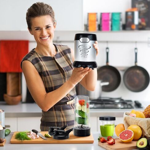 REVOTRA Blender for Smoothies, Personal Blender for Shake and Smoothies for Kitchen with 3 Portable Cups (2x24oz & 1X10oz), 4-Leaf Stainless Steel Blades, Perfect for Frozen Drinks, Ice Crushing in Kuwait