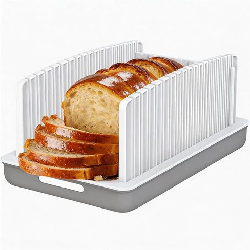 NIUXX Bread Slicer for Homemade Bread: Adjustable Width and Thickness Bread Slicer Guide with Crumb Tray, Foldable Compact Loaf Cutting Guide for Sourdough and Bagels in Kuwait
