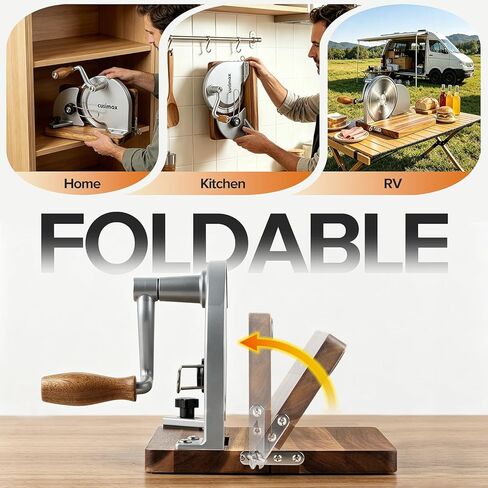 CUSIMAX Manual Bread Slicer for Homemade Sourdough Bread,Hand Crank Bread Slicer with Adjustable Thickness and Stainless Steel Blade,Upgrade Foldable Manual Bread Cutter in Kuwait
