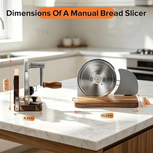 CUSIMAX Manual Bread Slicer for Homemade Sourdough Bread,Hand Crank Bread Slicer with Adjustable Thickness and Stainless Steel Blade,Upgrade Foldable Manual Bread Cutter in Kuwait