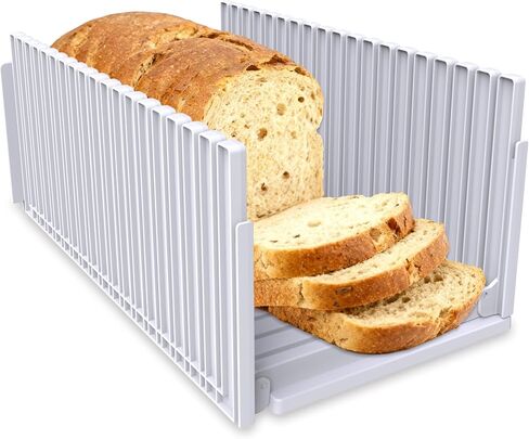 Bread Slicer for Homemade Bread,Adjustable Thickness Slicing Guide,Foldable Portable Bread Cutter Suitability for Homemade Breads, Bagel,Cakes-Kitchen Gadget,Baking Tool &Gift for Mother Father(white) in Kuwait