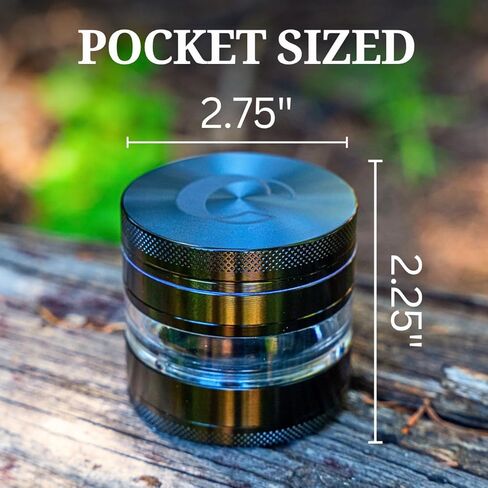 Clear Cut 4 Piece Herb Grinder – 2.75" Manual Dry Herb Grinder, Spice Mill with Transparent Storage Chamber & Diamond-Sharp Teeth, Aluminum Alloy, Portable, Easy-Clean Design in Kuwait