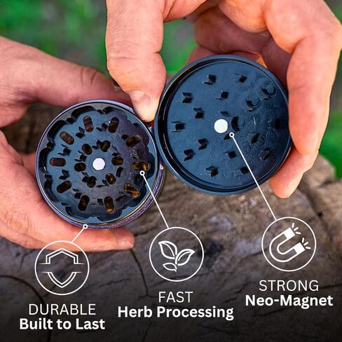Clear Cut 4 Piece Herb Grinder – 2.75" Manual Dry Herb Grinder, Spice Mill with Transparent Storage Chamber & Diamond-Sharp Teeth, Aluminum Alloy, Portable, Easy-Clean Design in Kuwait
