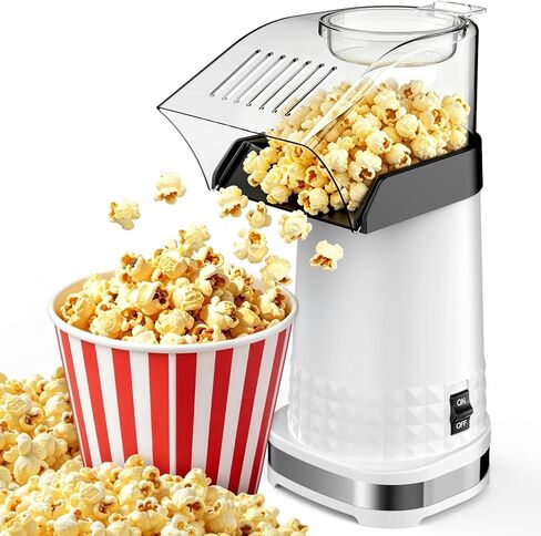 ماكينة صنع الفشار بالهواء الساخن سريعة وسهلة مع كوب قياس + زبدة تذوب، 4.5 كوارت، معتمدة من ETL، ماكينة صنع الفشار الكهربائية بدون زيت مع مفتاح تشغيل/إيقاف ليالي مشاهدة الأفلام العائلية، والحفلات (أبيض) in Kuwait